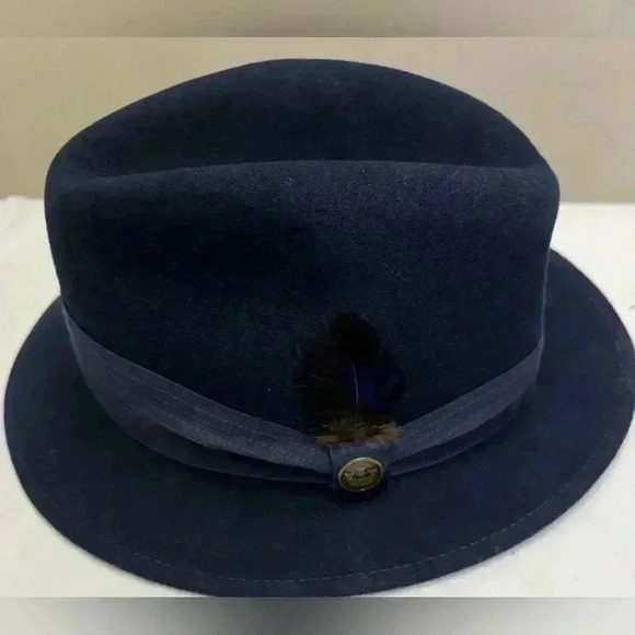 GOORIN BROS. Authentic Men’s Wool Fedora Hat Color Blue Size Medium - Picture 3 of 7
